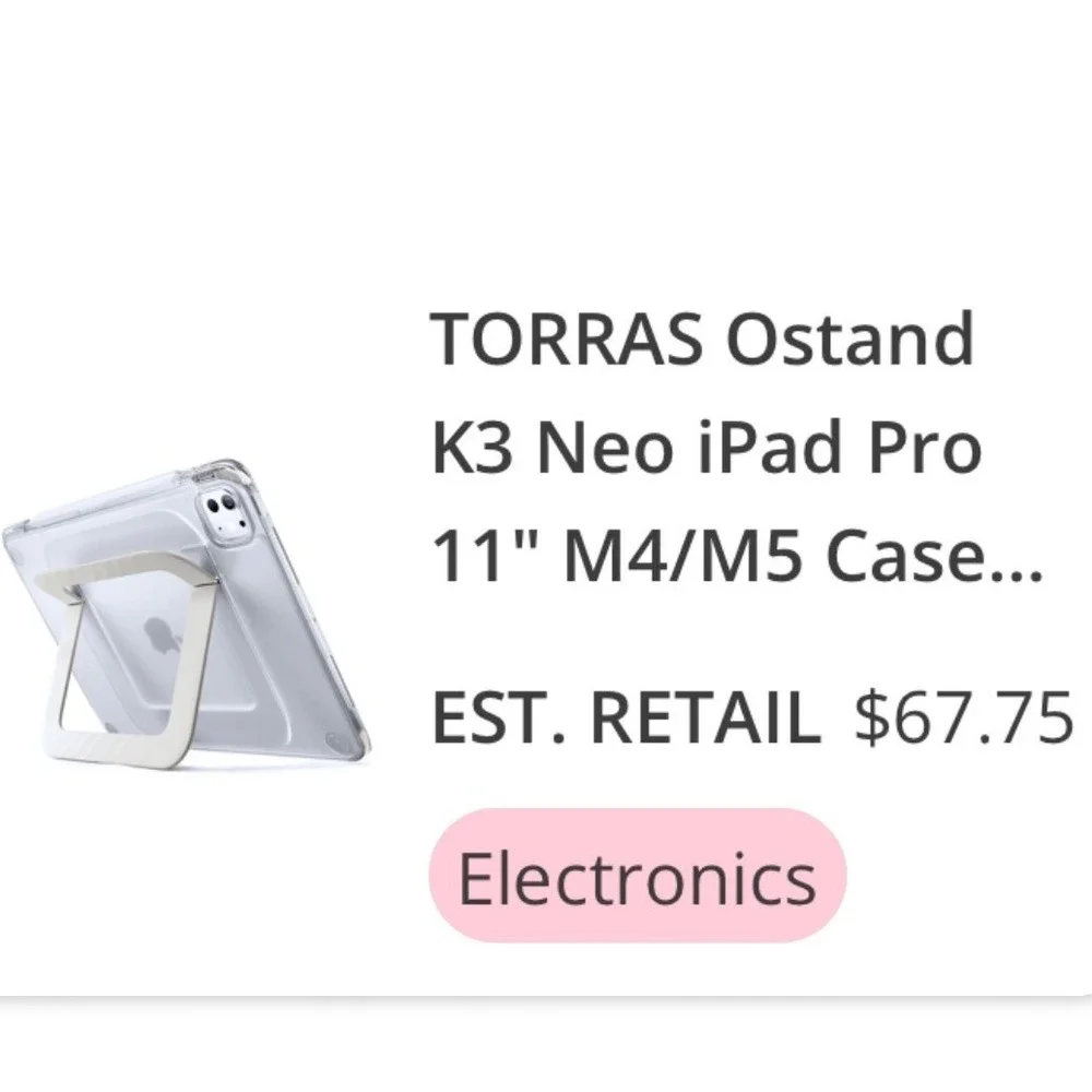 Torras Clear Tablet Case for iPad Pro 11 with White Integrated Kickstand Stylus